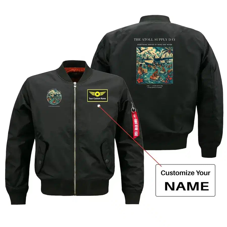 VINTAGE G4189 - The Atoll Supply Day - Bomber Jacket design on black+name