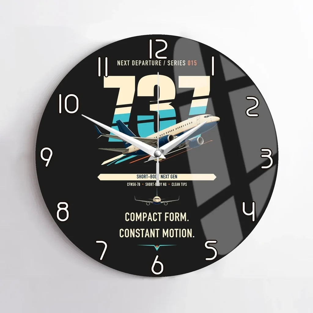 Boeing 737-700 NG design on black no frame wall clock