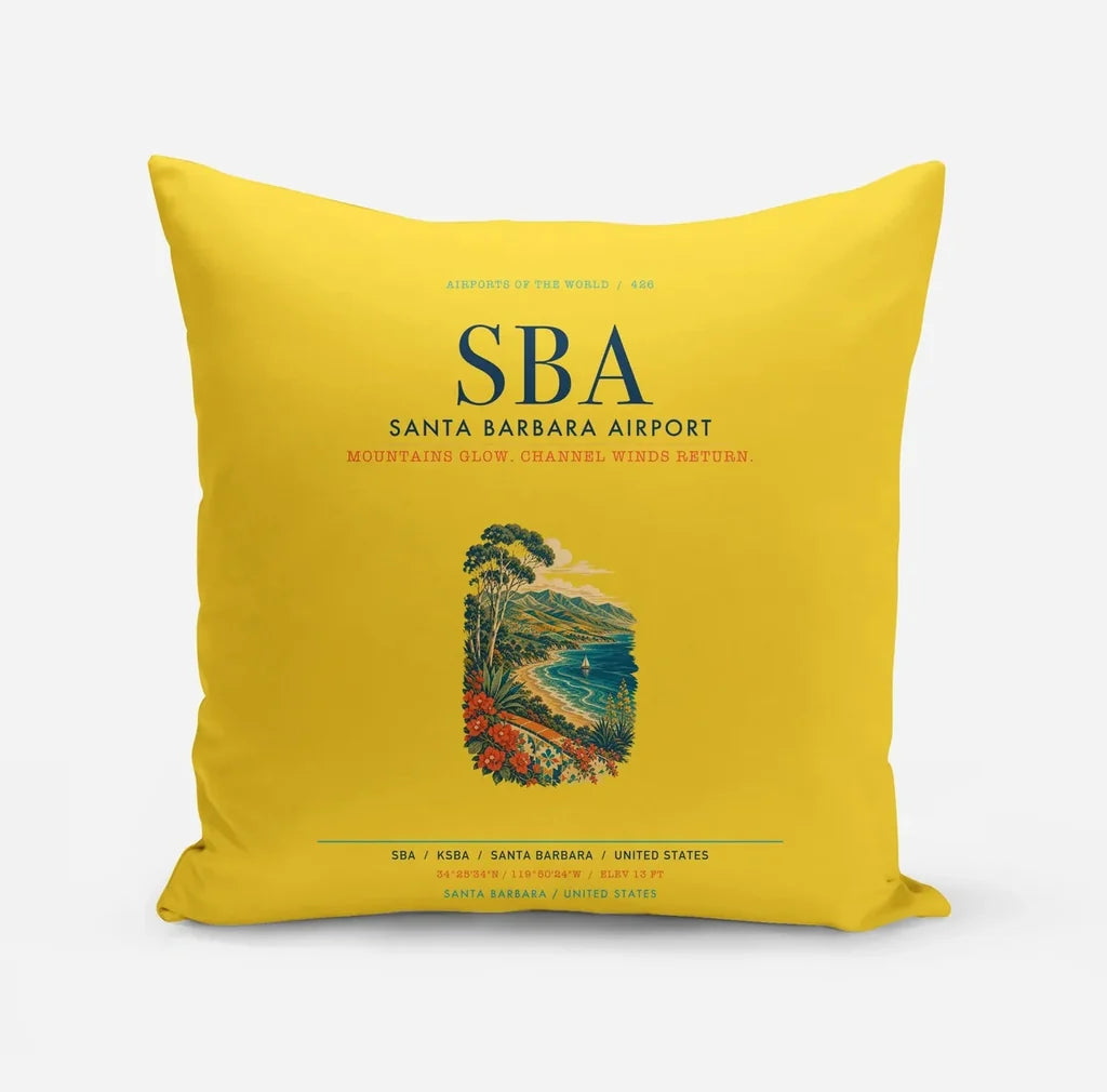 Santa Barbara Airport (SBA) design on yellow pillow