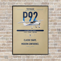 Thumbnail for Tecnam P92 Echo MkII vertical canvas print - framed - beige background