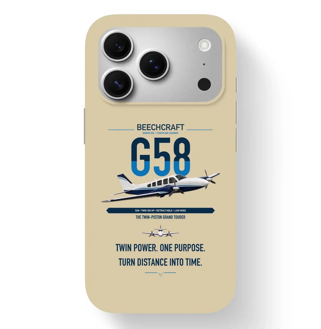 Beechcraft Baron G58 design on beige magsafe iphone case, for iPhone 17 Pro