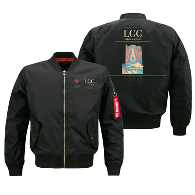 Liège Airport (LGG) design on black bomber jacket