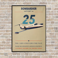 Thumbnail for Bombardier Learjet 25 vertical canvas print - framed - beige background