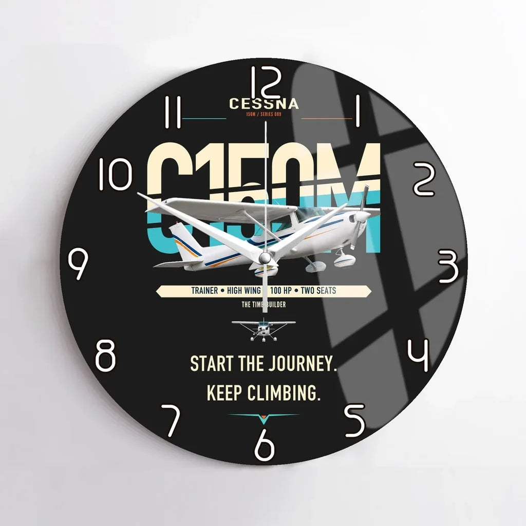 Cessna 150M design on black no frame wall clock