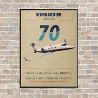 Thumbnail for Bombardier Learjet 70 vertical canvas print - framed - beige background