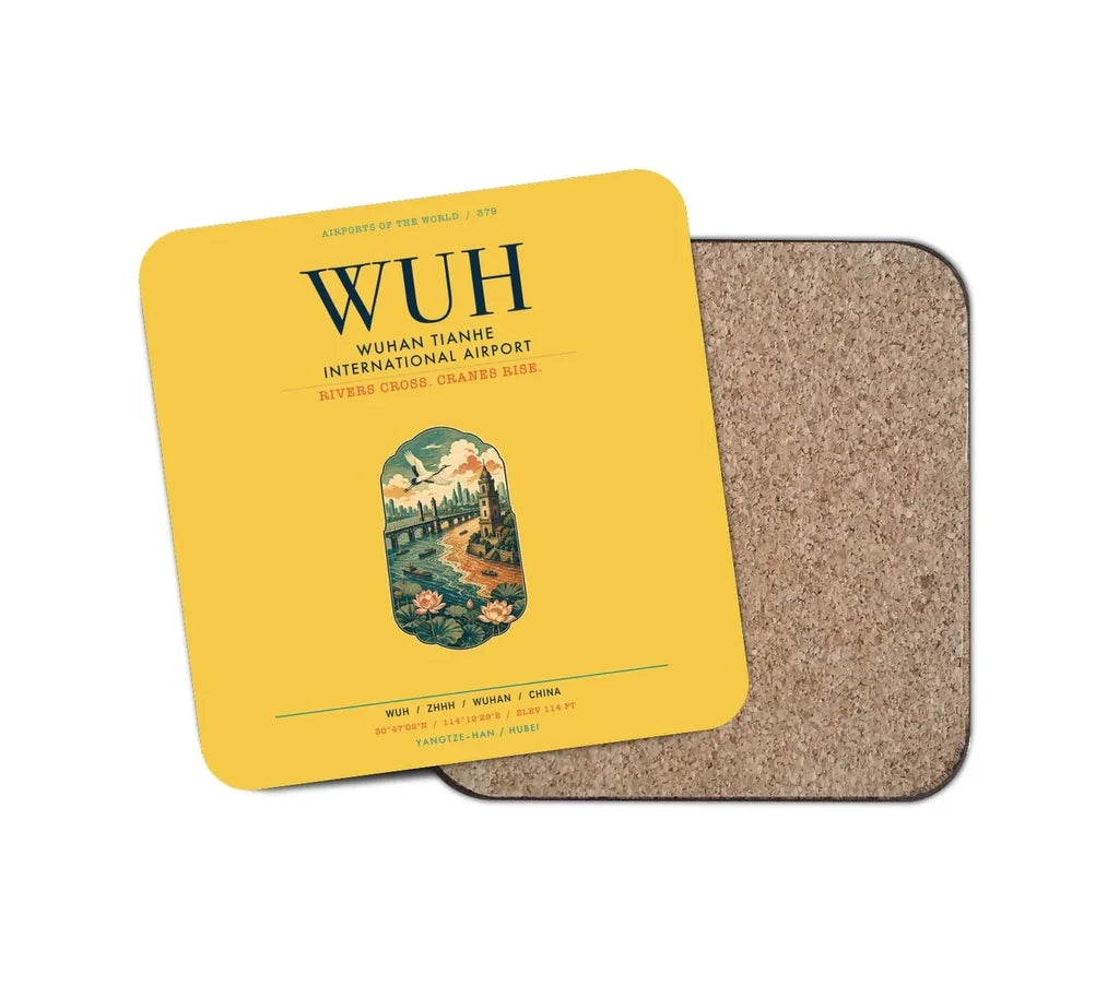 Wuhan Tianhe International Airport (WUH) design on yellow 1 piece coaster