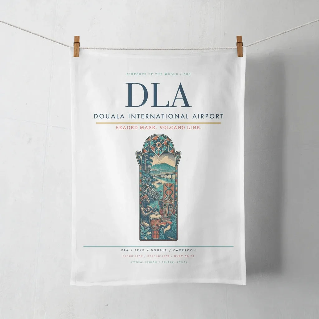 Douala International Airport (DLA) design on white towel