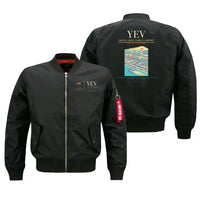 Thumbnail for Inuvik (Mike Zubko) Airport (YEV) design on black bomber jacket
