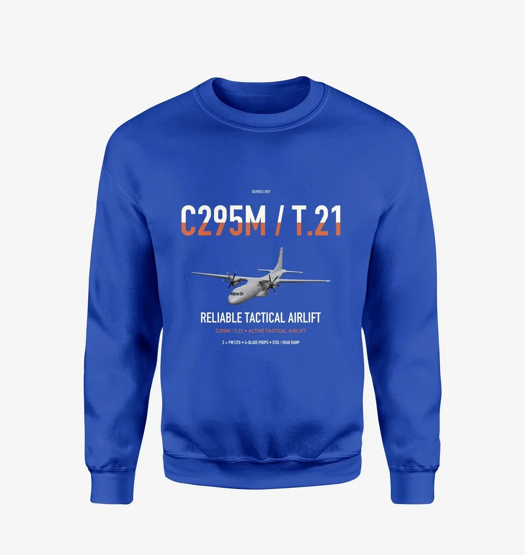 Airbus C295M T.21 design on blue sweatshirt