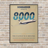 Thumbnail for Bombardier Global 8000 vertical canvas print - framed - beige background