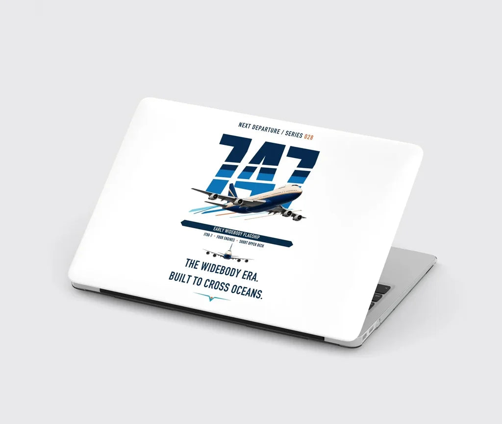 Boeing 747-200B design on white MacBook case