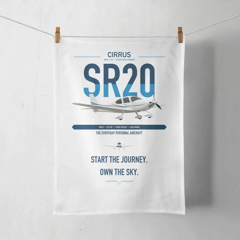 Cirrus SR20 design on white towel