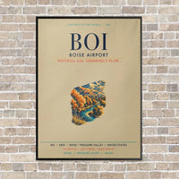 Thumbnail for Boise Airport BOI vertical canvas print - framed - beige background