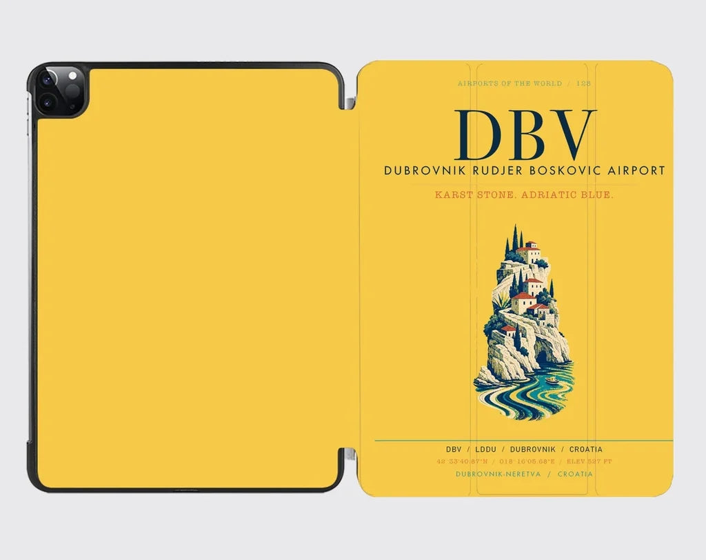 Dubrovnik Ruđer Bošković Airport (DBV) design on yellow ipad tablet case