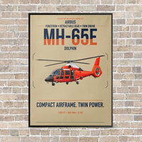 Thumbnail for Airbus MH-65E Dolphin vertical canvas print - framed - beige background