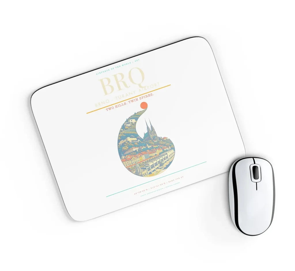 Brno - Turany Airport BRQ Mouse-Pad Rectangle - White