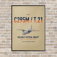 Thumbnail for Airbus C295M T.21 vertical canvas print - framed - beige background