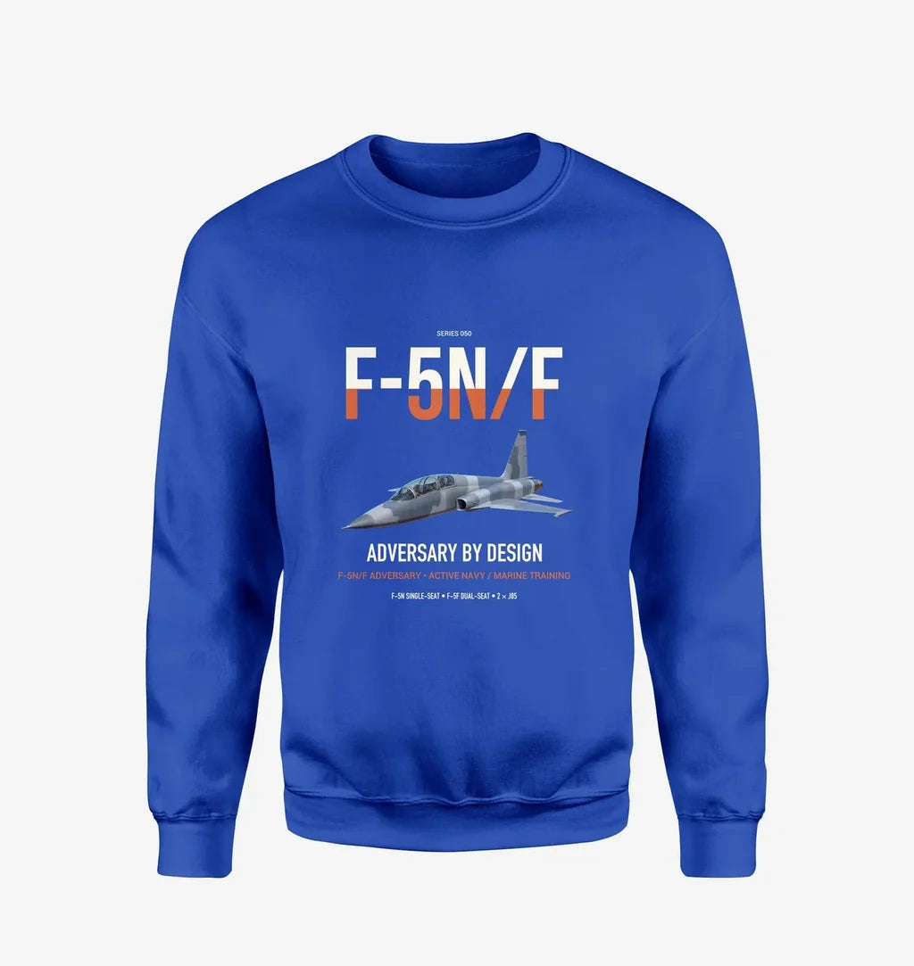 F-5N F Adversary design on blue sweatshirt