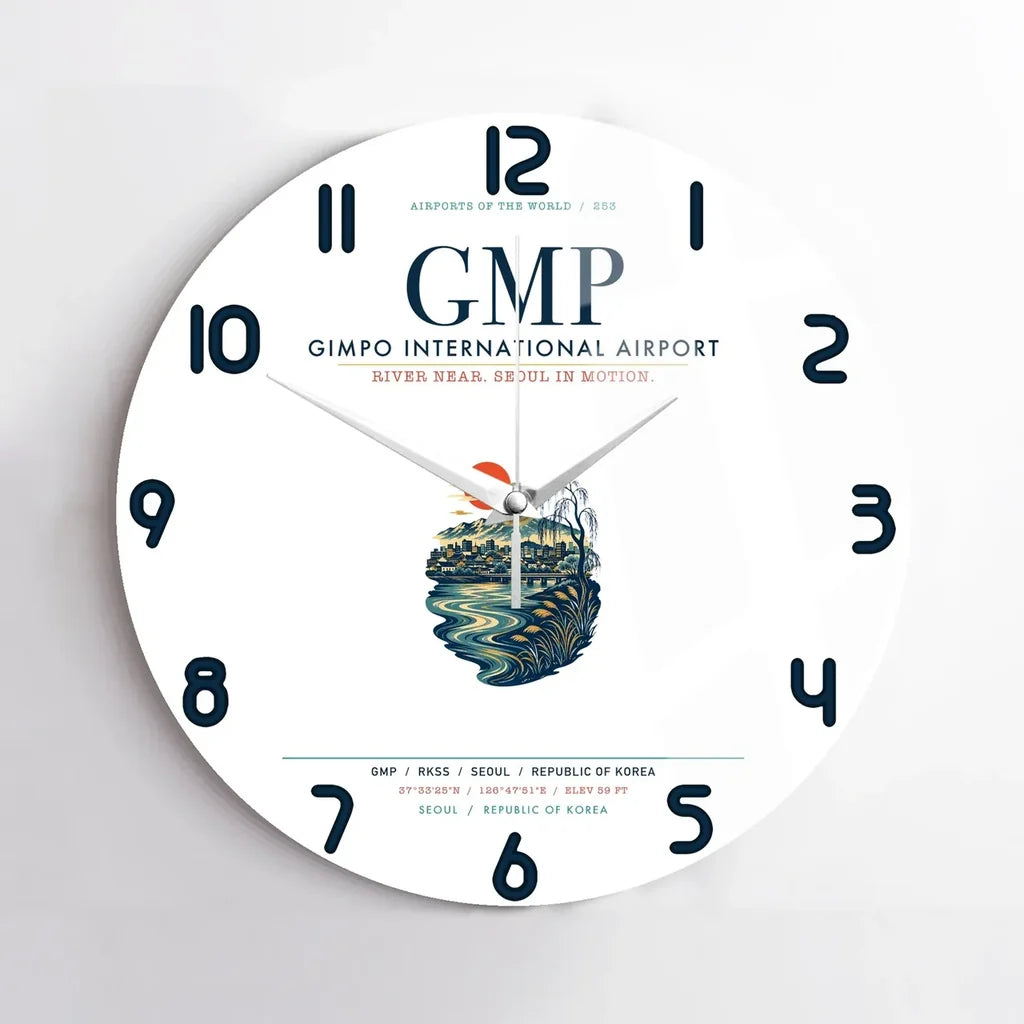 Gimpo International Airport (GMP) design on white no frame wall clock
