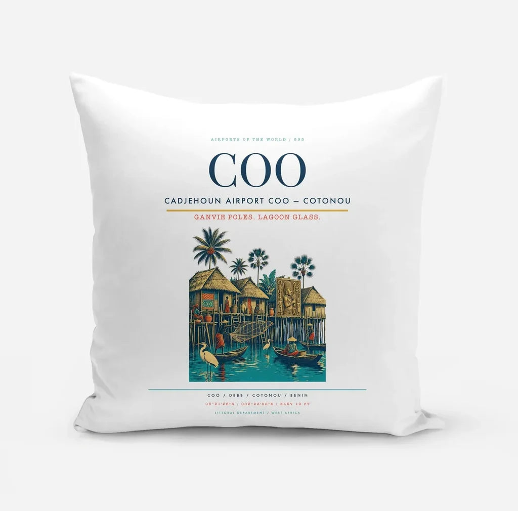 Cadjehoun Airport (COO) design on white pillow