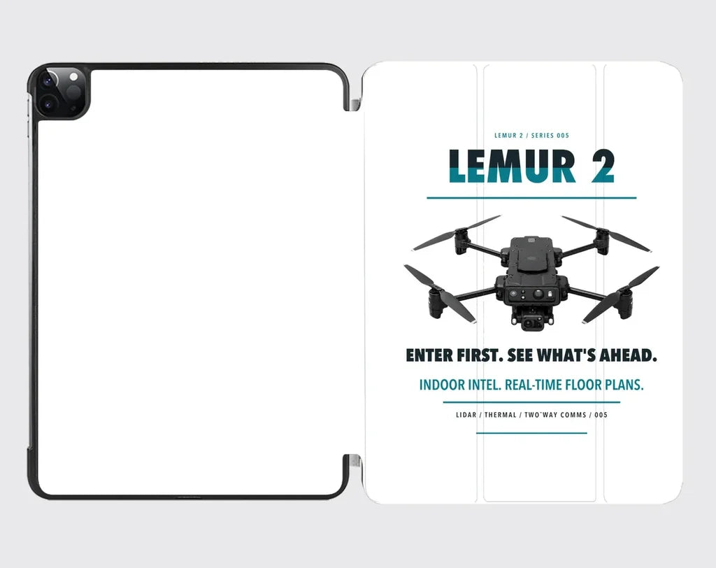 BRINC LEMUR 2 design on white ipad tablet case