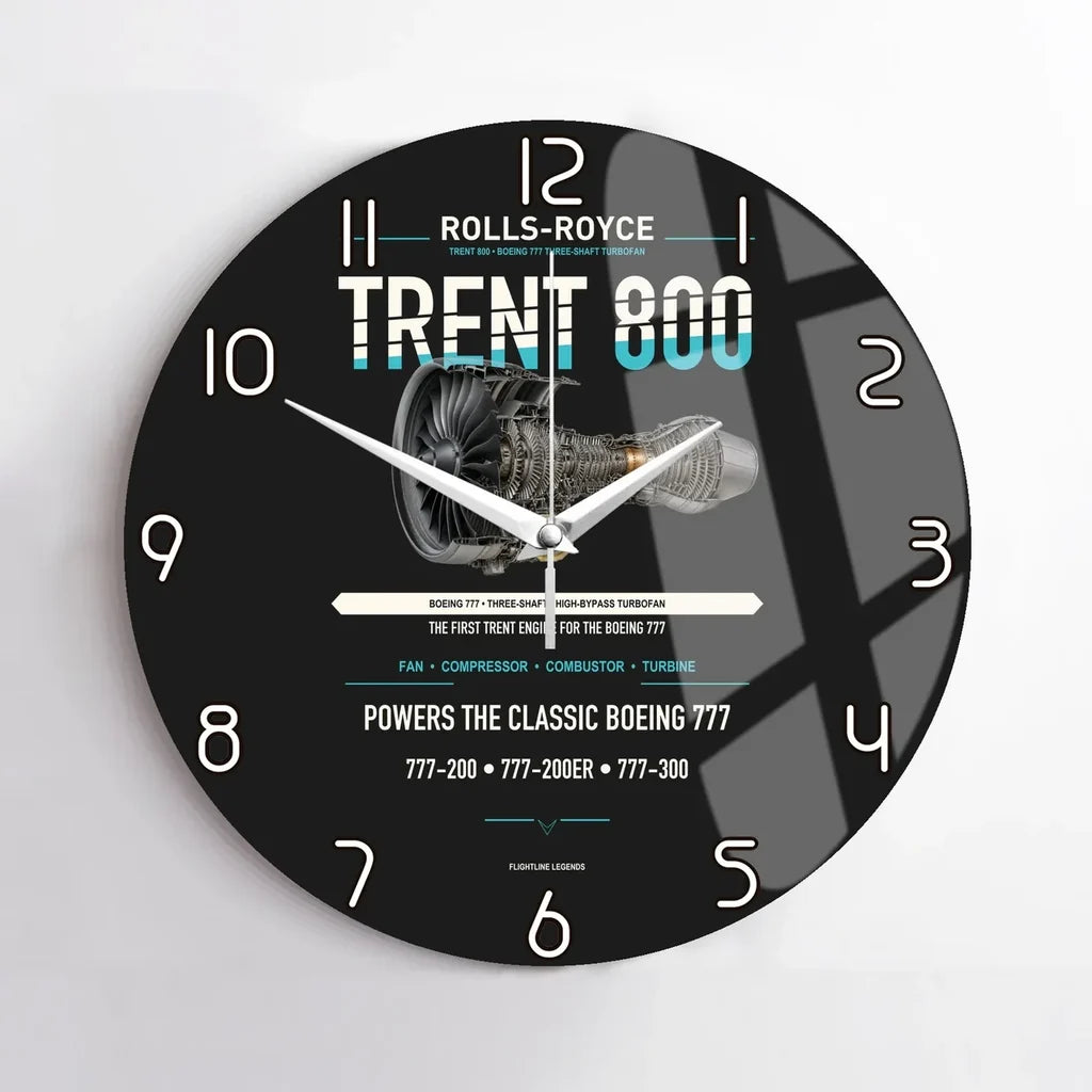 TRENT 800 design on black no frame wall clock