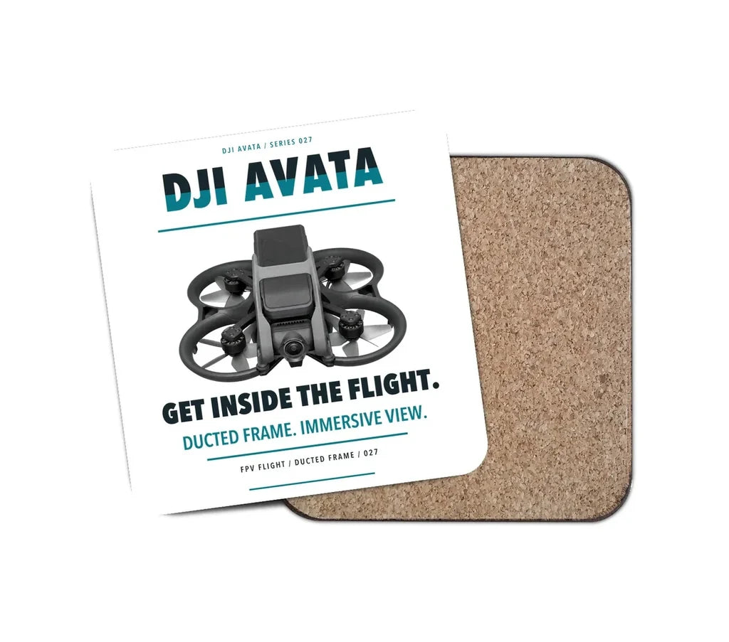 DJI Avata design on white 1 piece coaster