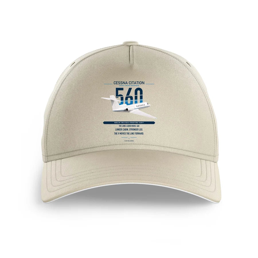 Cessna Citation 560 - Citation V design on beige printed hat