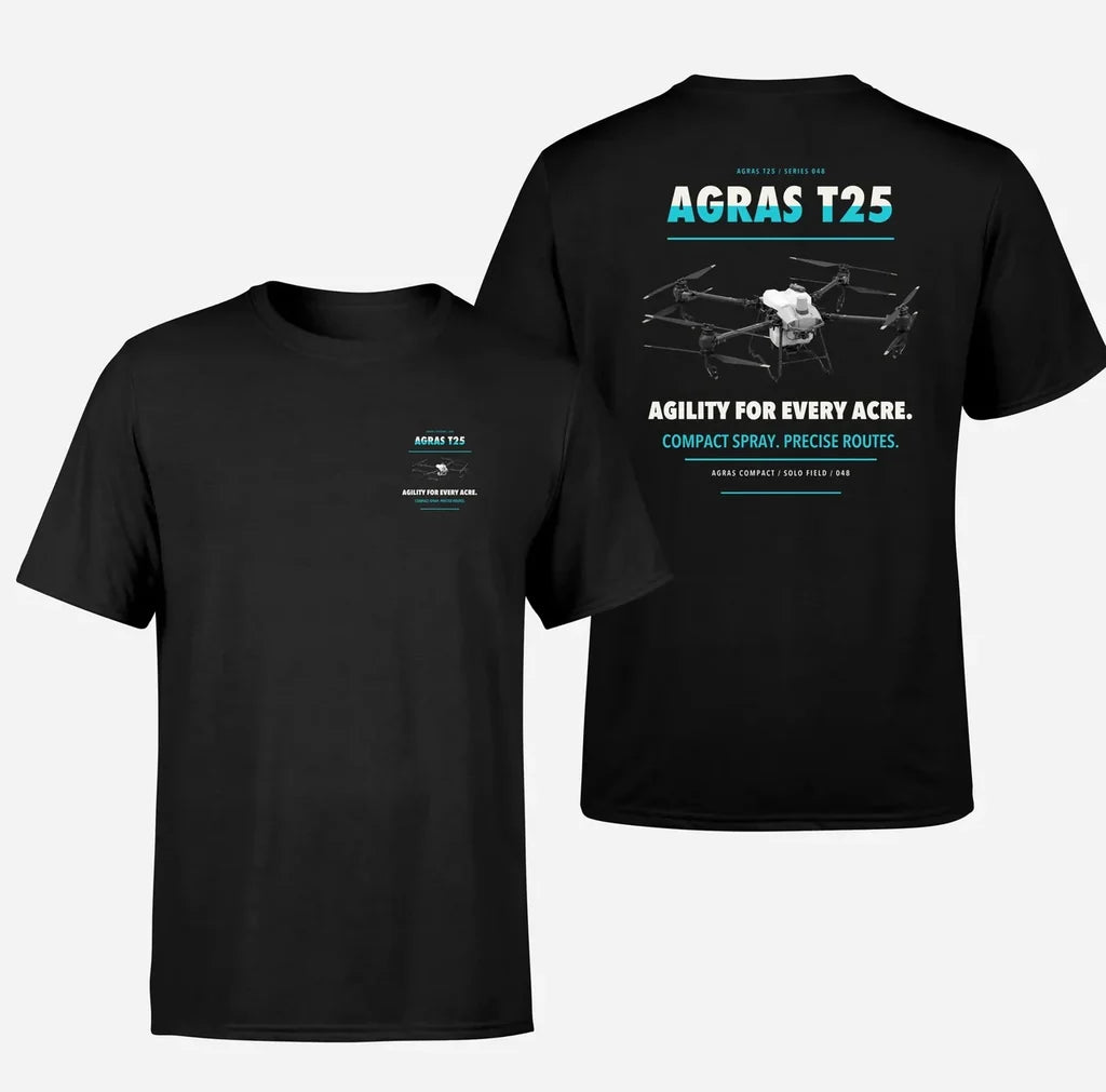 DJI Agras T25 design on black t shirt