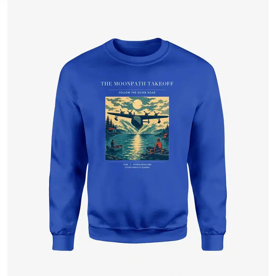 VINTAGE G4441 - The Moonpath Takeoff - Designed Sweatshirts design on blue