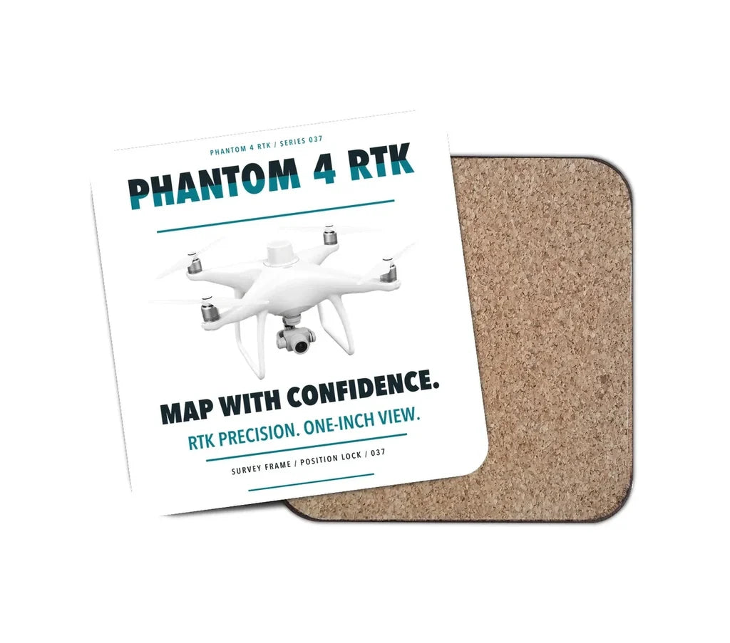 DJI Phantom 4 RTK design on white 1 piece coaster
