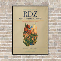 Thumbnail for Rodez–Aveyron Airport RDZ vertical canvas print - framed - beige background