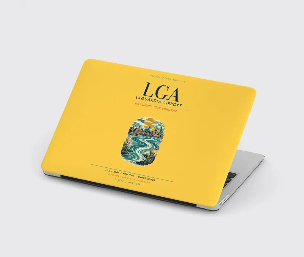 New York LaGuardia Airport (LGA) design on yellow MacBook case