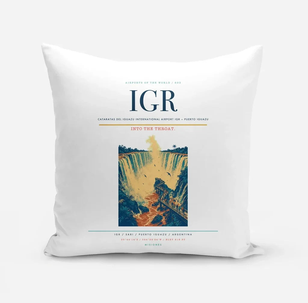 Cataratas del Iguazu International Airport (IGR) design on white pillow