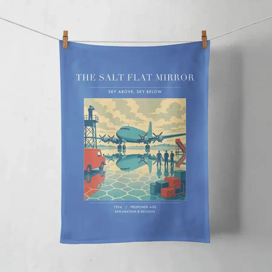 VINTAGE G4333 - The Salt Flat Mirror - Designed Towels design on blue