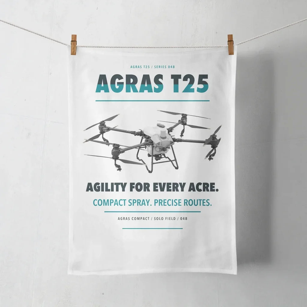 DJI Agras T25 design on white towel