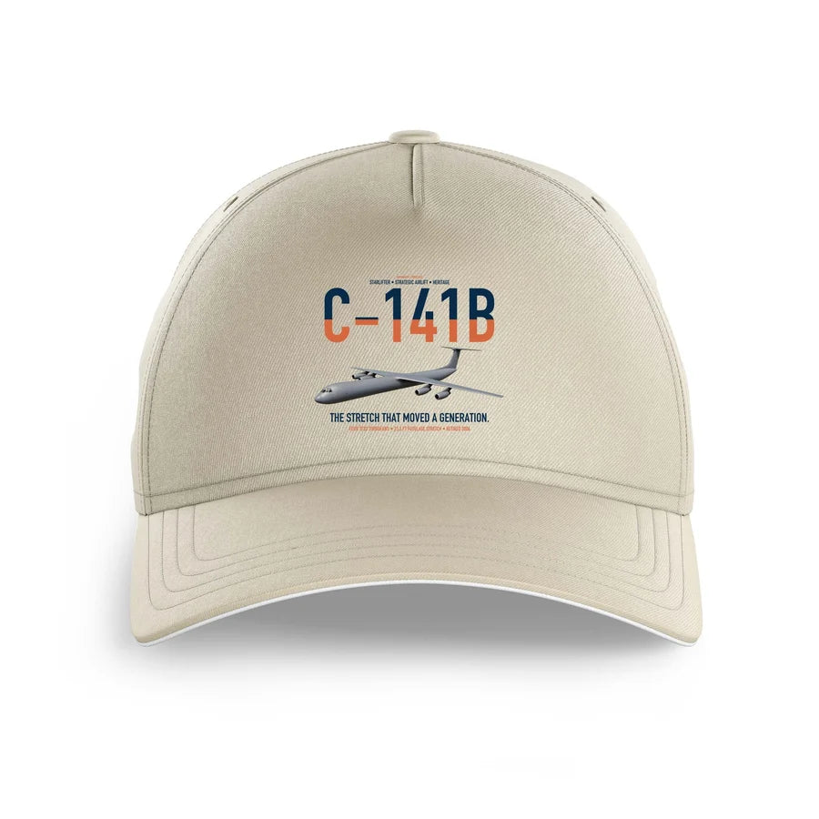 C-141B Starlifter design on beige printed hat