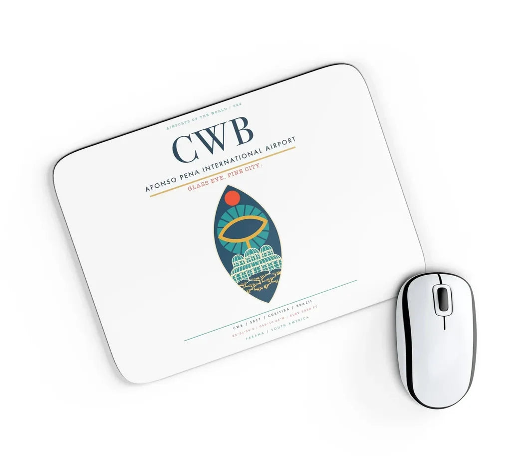 Afonso Pena International Airport (CWB) design on white rectangle mouse pad