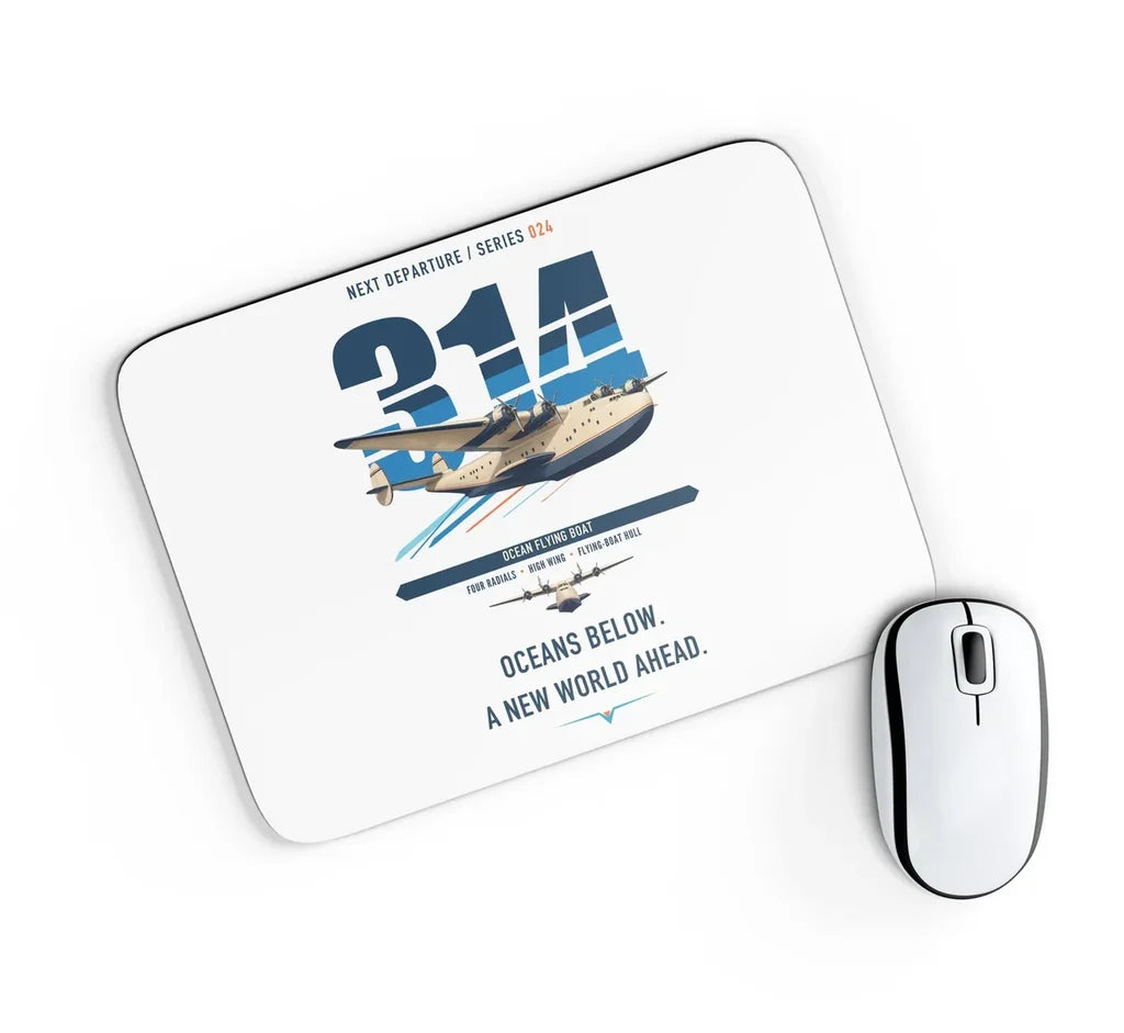 Boeing 314 Clipper design on white rectangle mouse pad