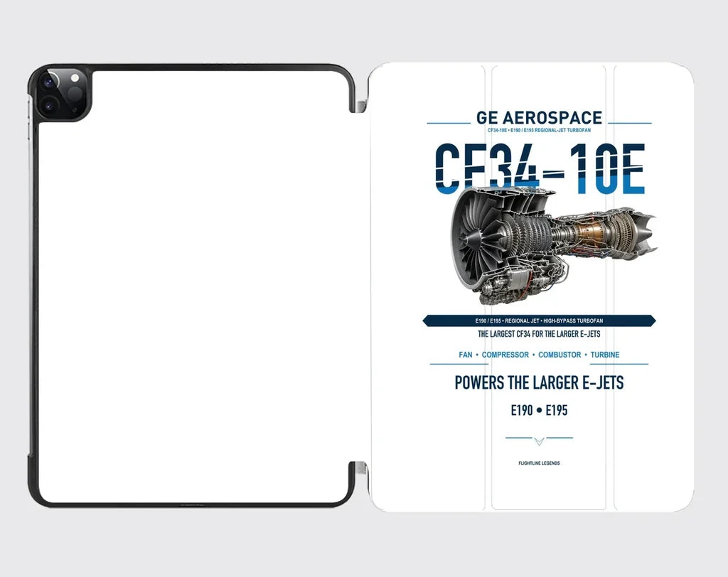 CF34-10E design on white ipad tablet case