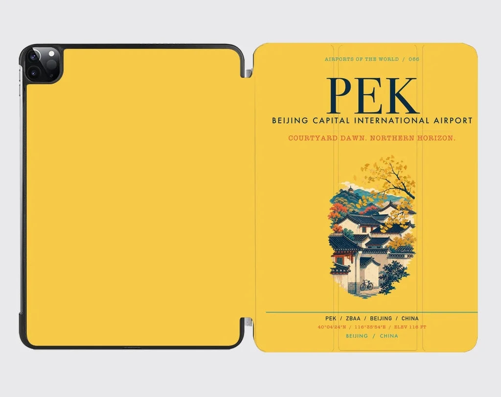 Beijing Capital International Airport (PEK) design on yellow ipad tablet case