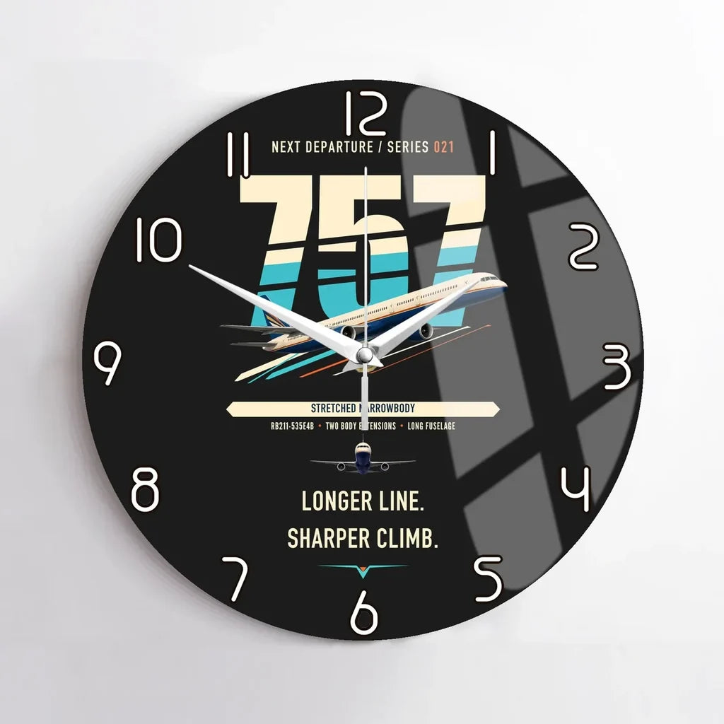 Boeing 757-300 design on black no frame wall clock