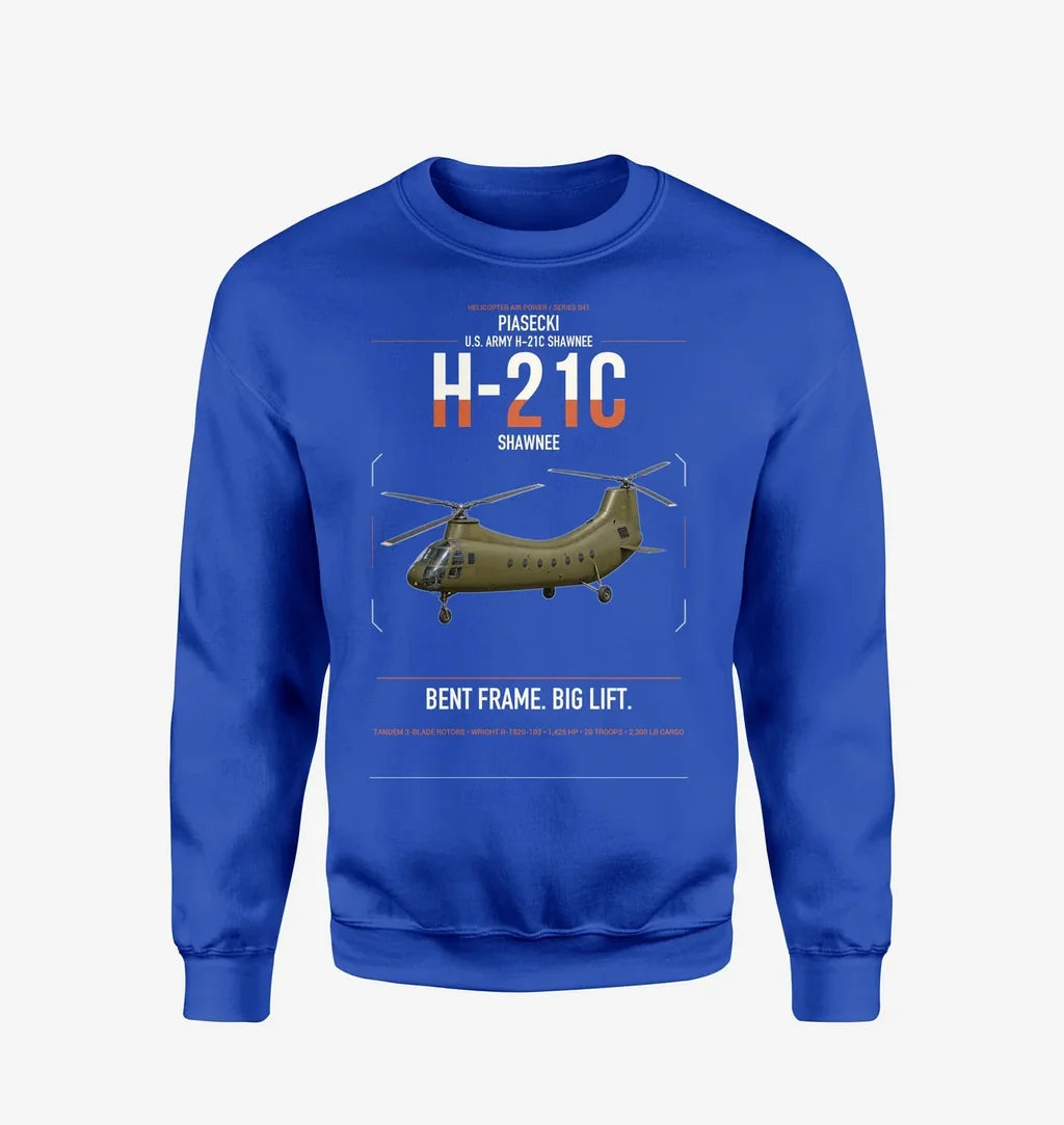 Piasecki H-21C Shawnee design on blue sweatshirt