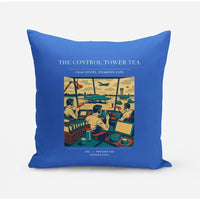 Thumbnail for VINTAGE G4375 - The Control Tower Tea - Designed Pillows design on blue