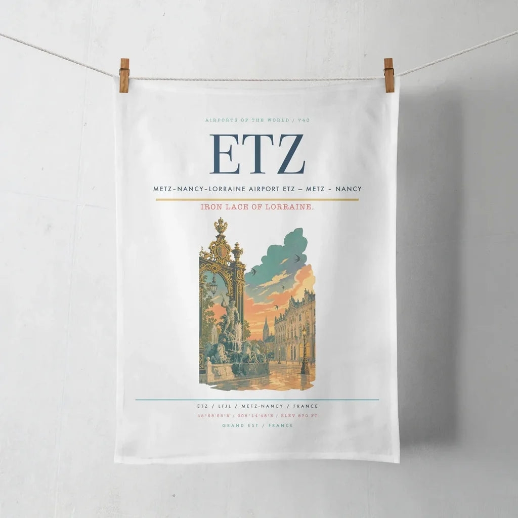 Metz–Nancy–Lorraine Airport (ETZ) design on white towel