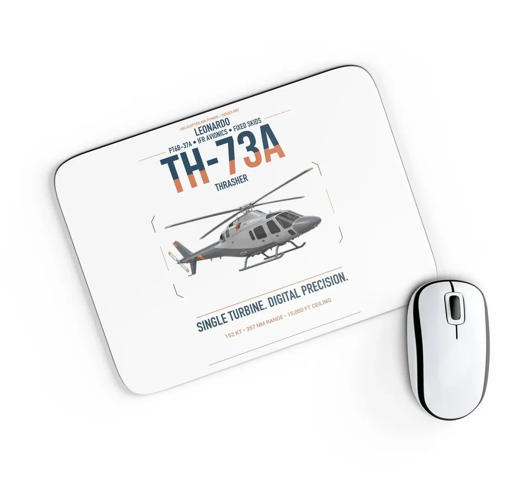 Leonardo TH-73A Thrasher design on white rectangle mouse pad