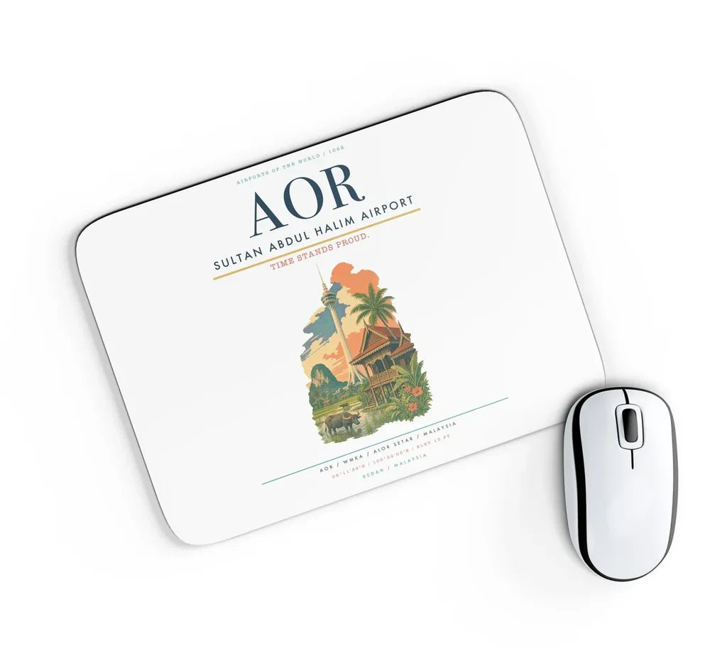 Sultan Abdul Halim Airport (AOR) design on white rectangle mouse pad