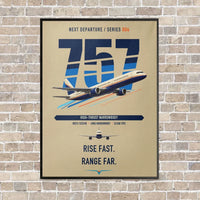 Thumbnail for Boeing 757-200 vertical canvas print - framed - beige background