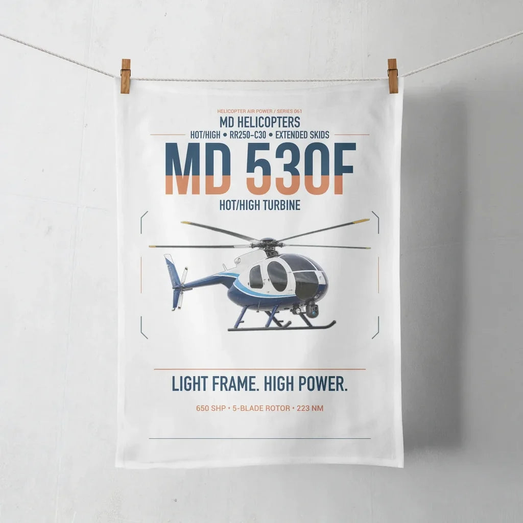 MD Helicopters MD 530F design on white towel