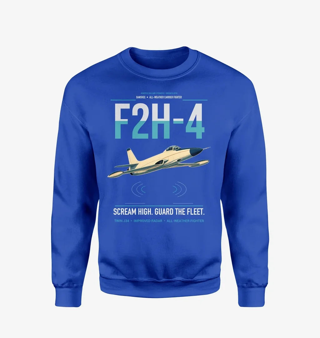 F2H-4 Banshee design on blue sweatshirt